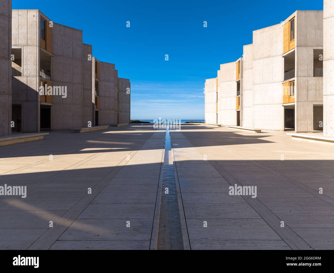 La Jolla, CA / Dec 22, 2018: The Louis Kahn-designed Salk Institute for Biological Studies architecture is world-renowned as an homage to reseach. Stock Photo