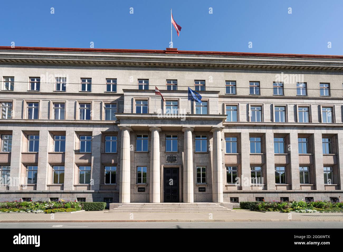 Riga, Latvia. 22 August 2021. the exterior view of the Cabinet of Ministers in the city center Stock Photo