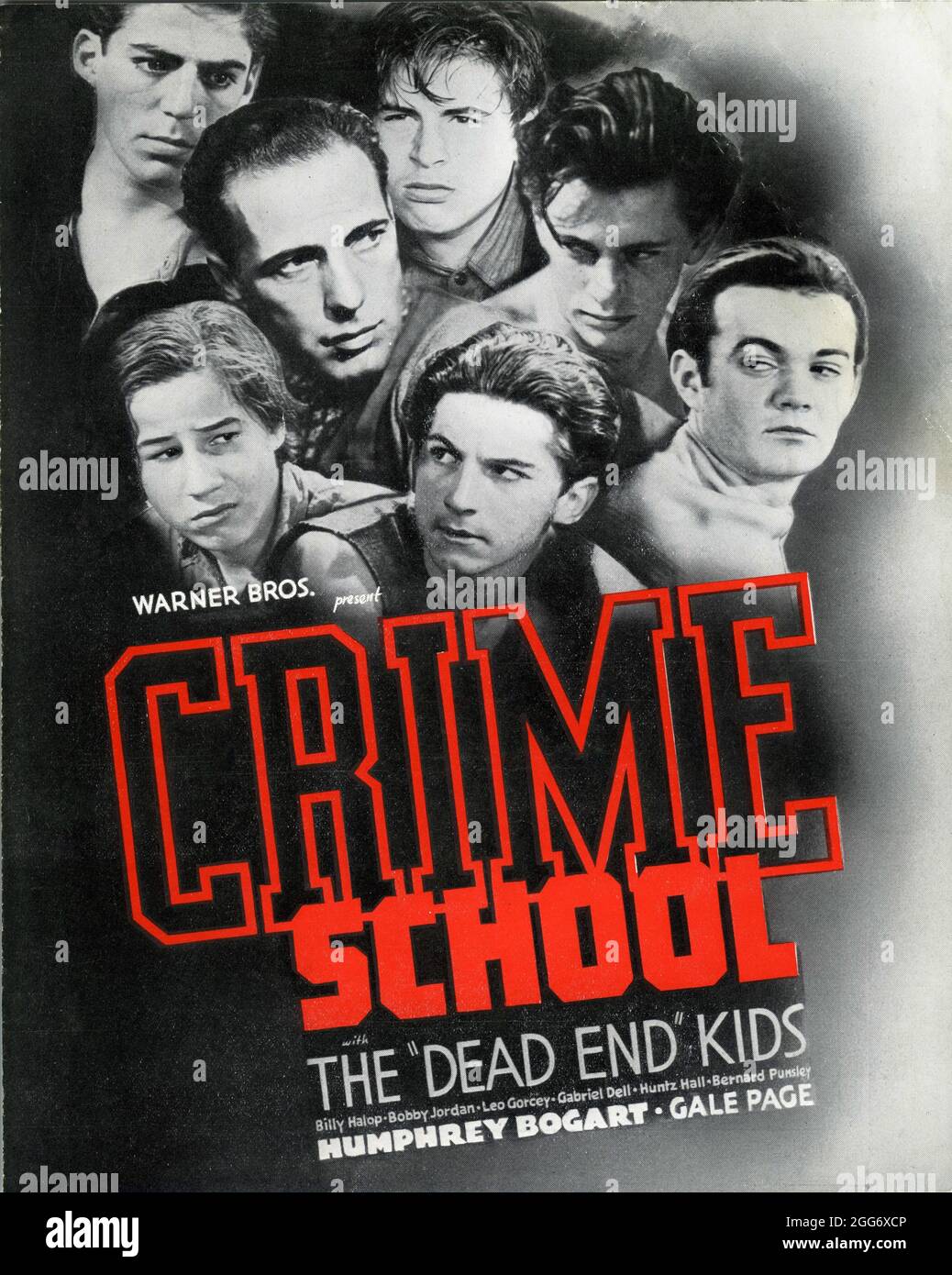 Cover of British Synopsis Sheet for HUMPHREY BOGART and The DEAD END KIDS  in CRIME SCHOOL 1938 director LEWIS SEILER story Crane Wilbur screenplay Crane  Wilbur and Vincent Sherman dialogue director Vincent, image size:1038x1390