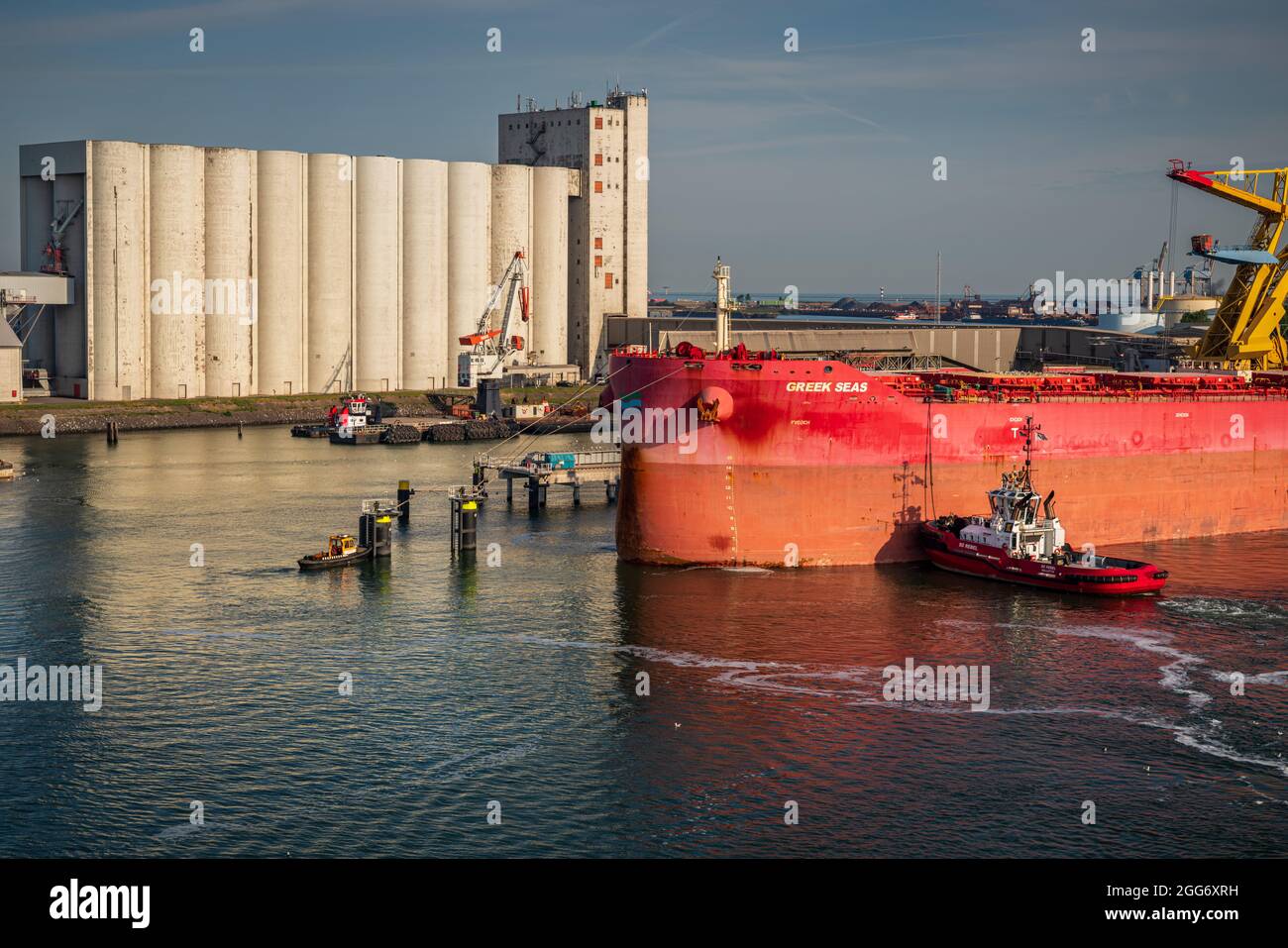 Rotterdam, South Holland, Netherlands - May 23, 2019: Ships and industry in the Beneluxhaven of Europoort Stock Photo