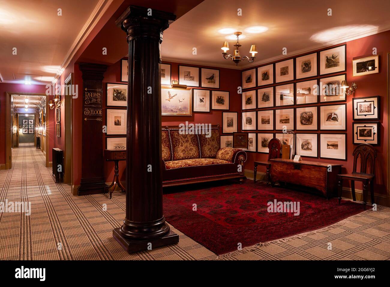 Hotel sitting room. Fife Arms, Braemar, United Kingdom. Architect: Moxon, 2019. Stock Photo