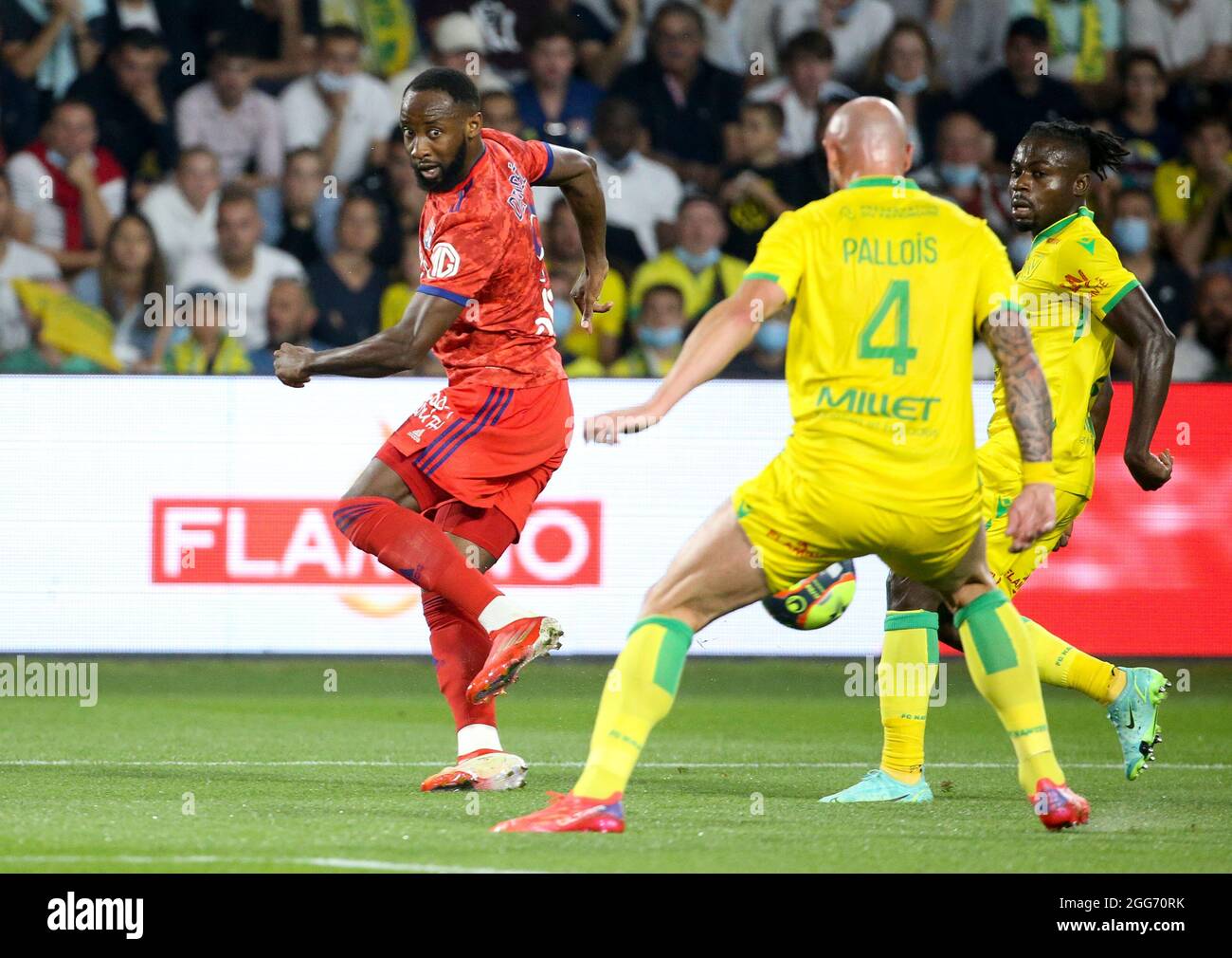 Moussa Dembele of Lyon during the French championship Ligue 1 football match  between FC Nantes and Olympique Lyonnais (OL) on August 27, 2021 at Stade  de La Beaujoire - Louis Fonteneau in
