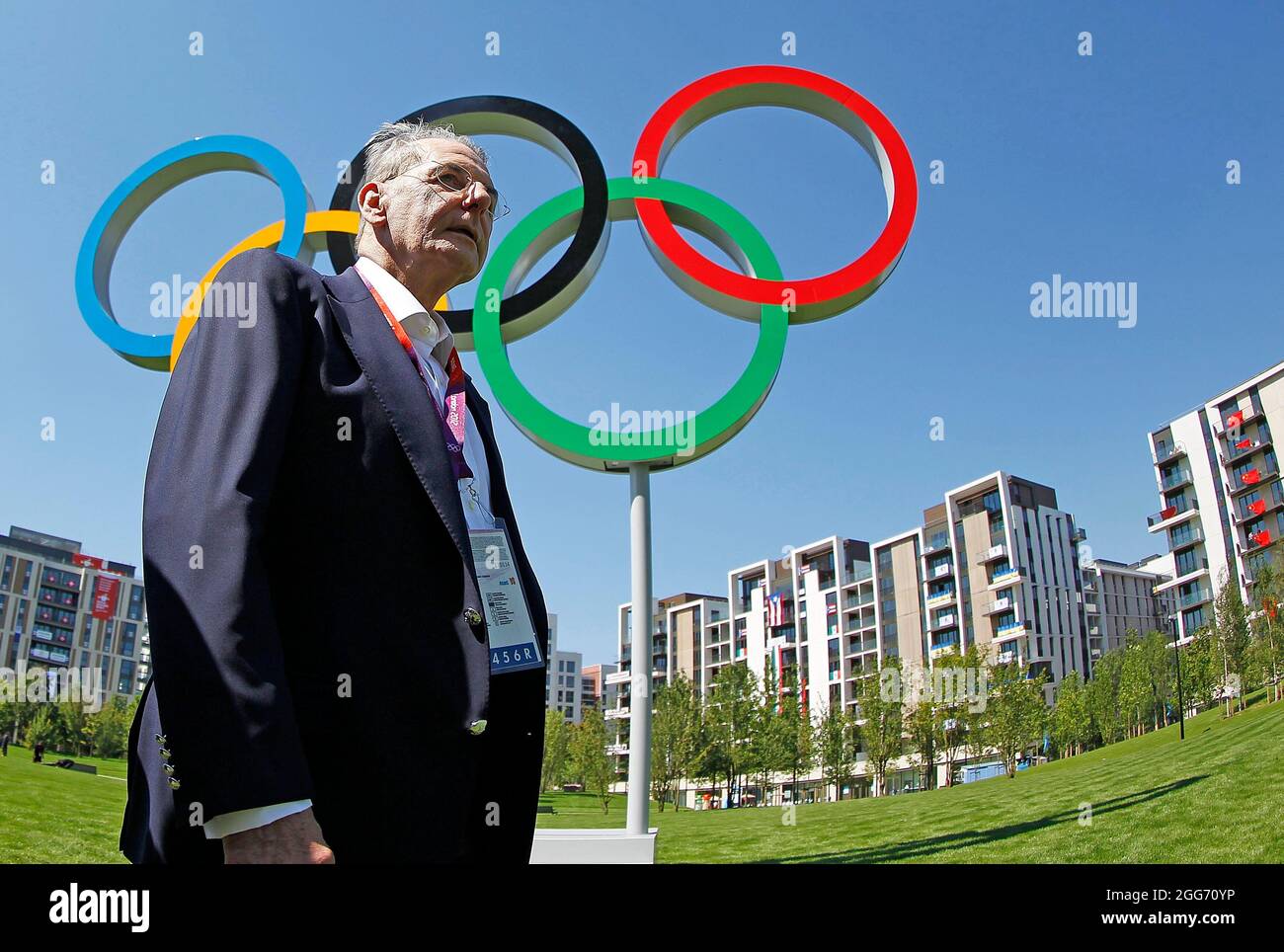 File photo dated 23-07-2012 of The President of the International Olympic Committee in the Olympic Village in Stratford, east London. Issue date: Sunday August 29, 2021. Stock Photo