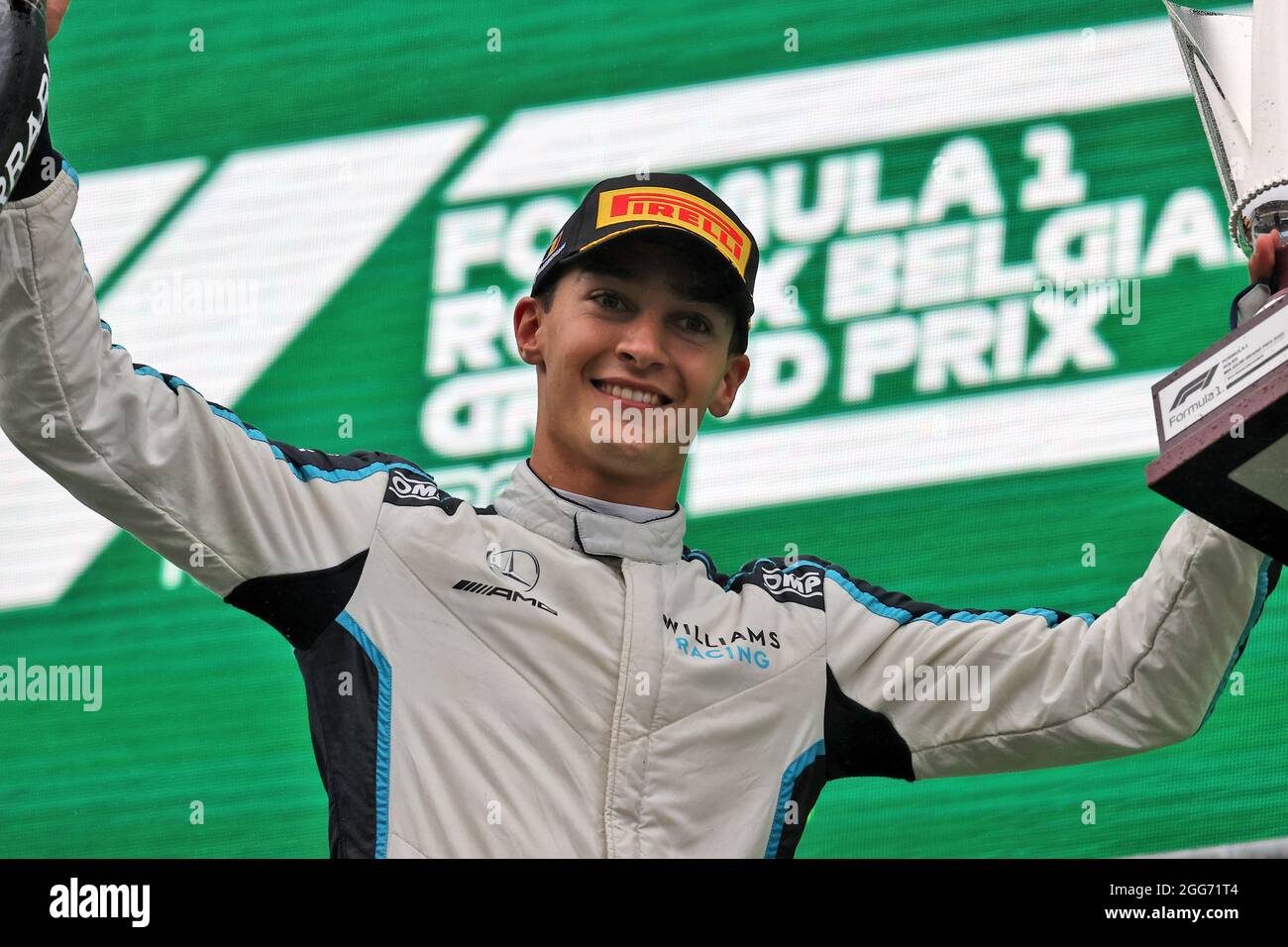 George Williams Racing Williams celebrates his second position on podium hi-res stock ...