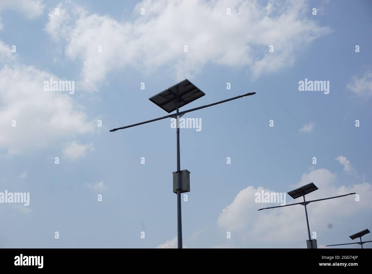Solar Cell with sky background Stock Photo
