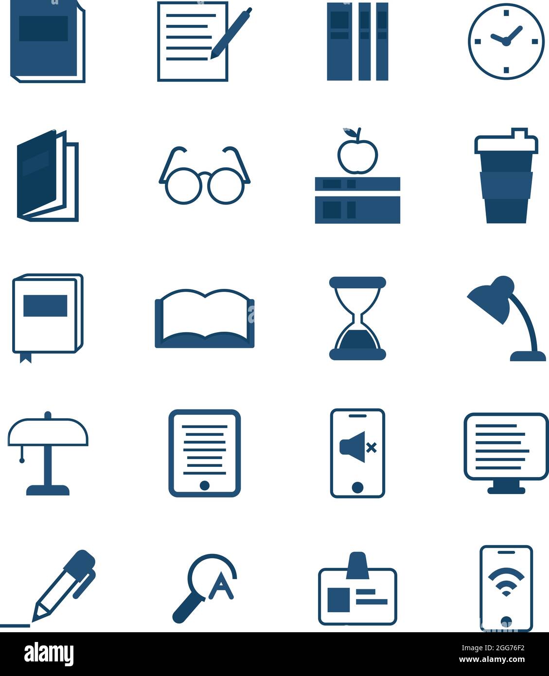 Library study time, icon illustration, vector on white background Stock ...