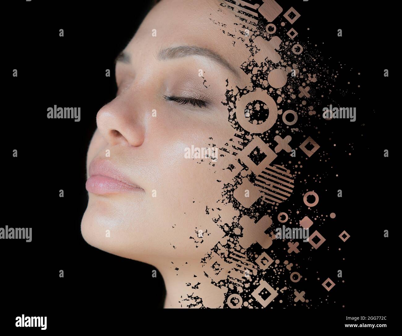 Double exposure portrait of a young woman Stock Photo - Alamy