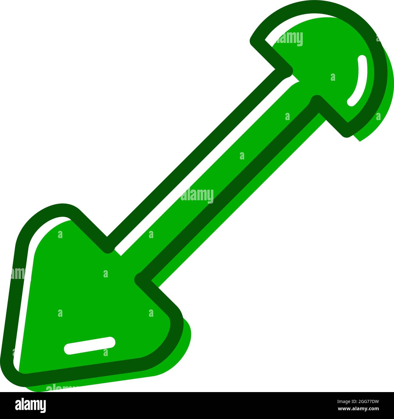 Green shovel, icon illustration, vector on white background Stock Vector
