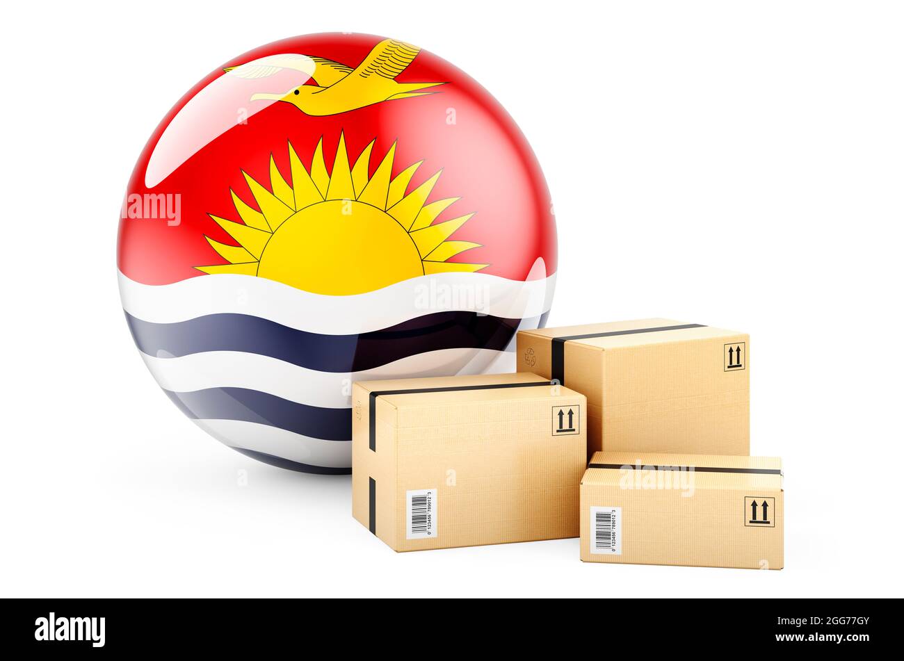 Parcels with Kiribatian flag. Shipping and delivery in Kiribati