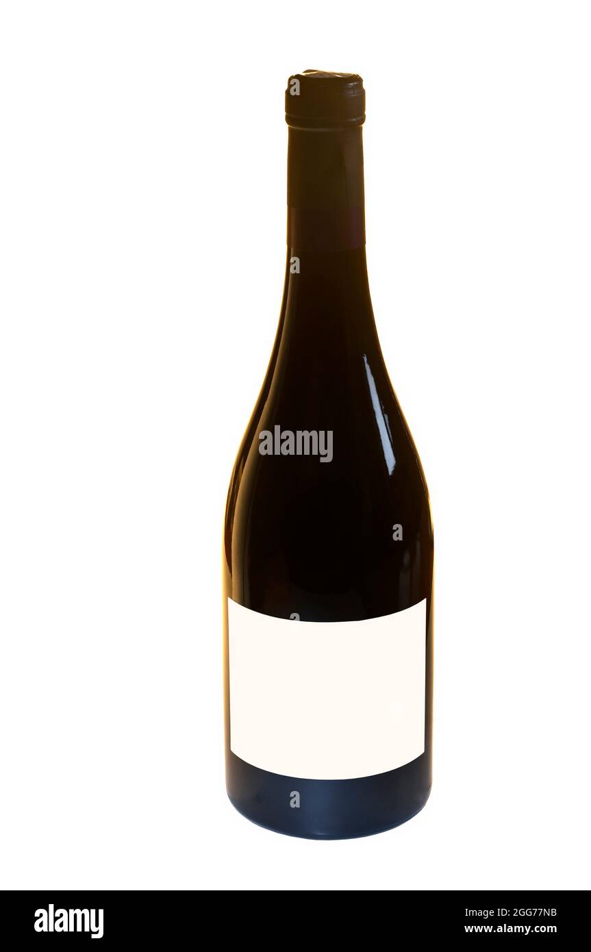 Black bottle of red wine from Spanish wineries. Stock Photo