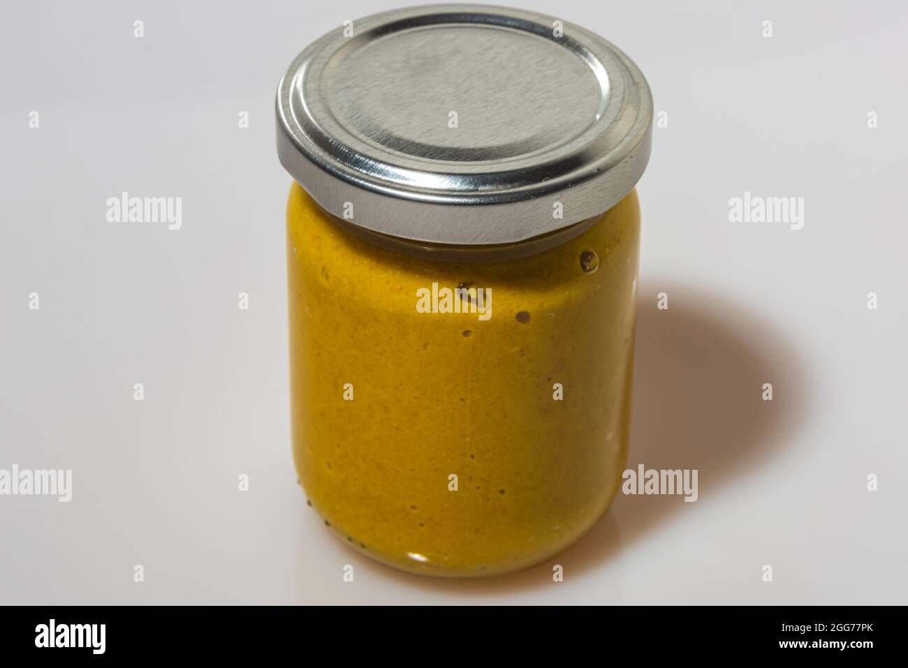 Home made mustard with courgette and mustard seed with white interior