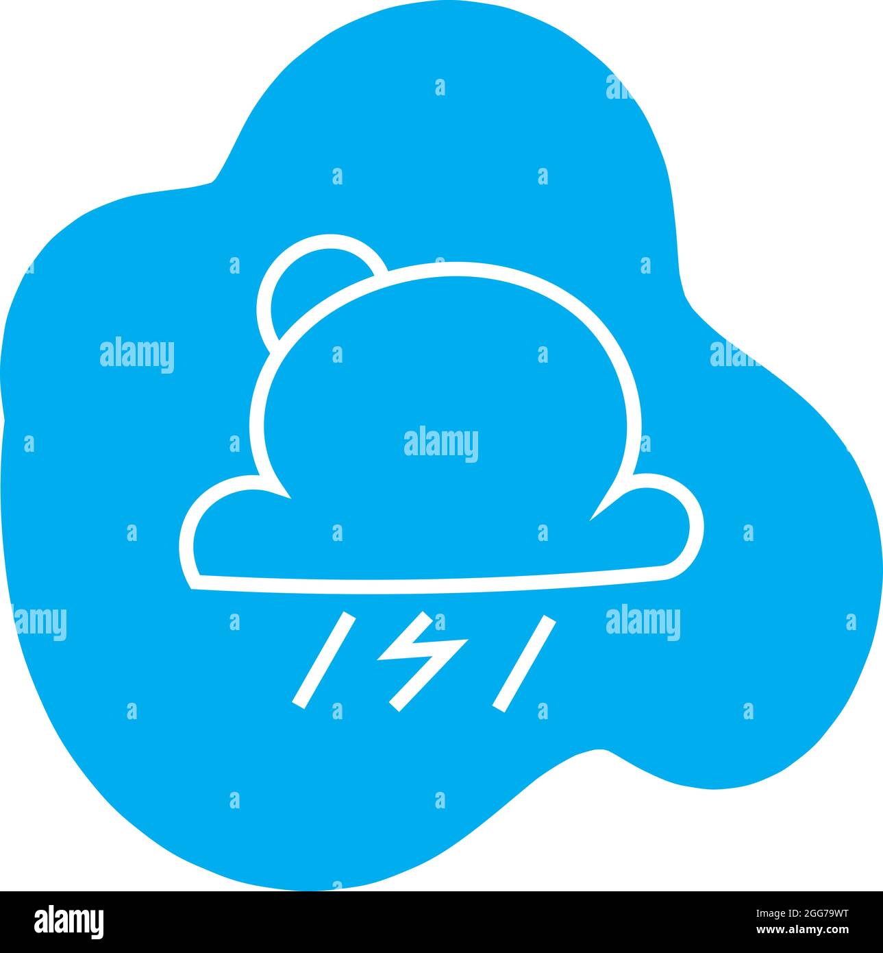 Thunder and rain cloud, icon illustration, vector on white background ...