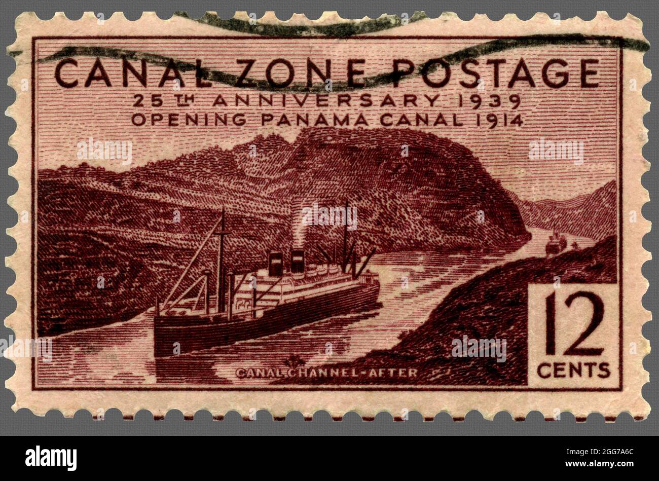 Panama Canal Zone Postage Stamp: Commemorating the 25th anniversary