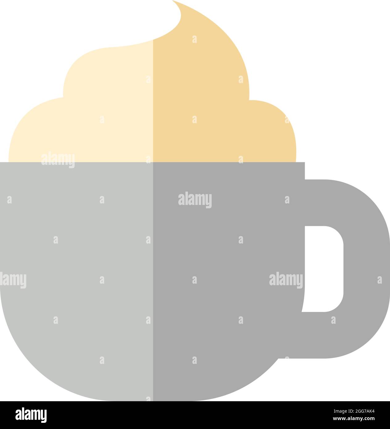 Whipped cream in a white mug, icon illustration, vector on white background Stock Vector