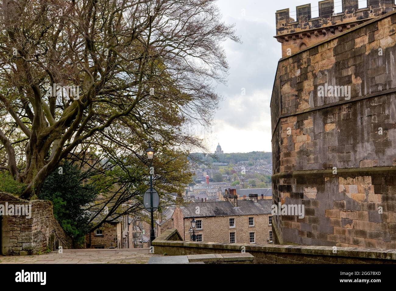 The city of Lancaster viewed from near the castle with the Ashton