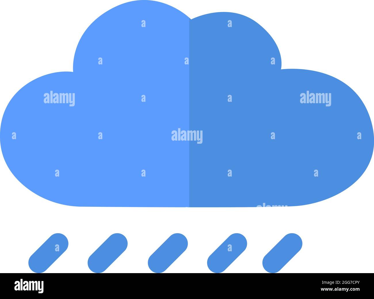 Blue rainy cloud, icon illustration, vector on white background Stock ...