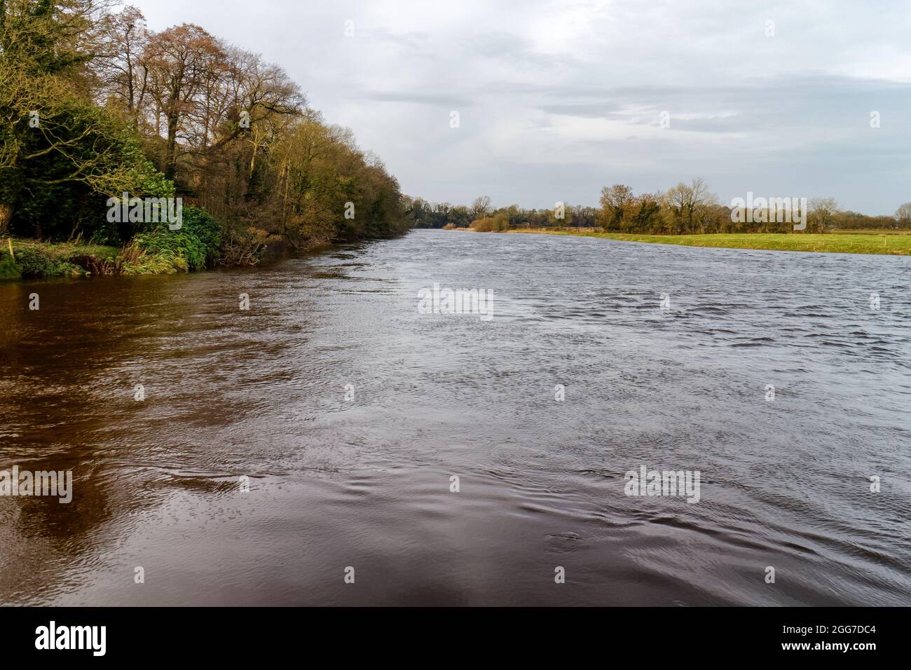 The River Eden viewed from Kirkandews-on-Eden in north Cumbria Stock Photo