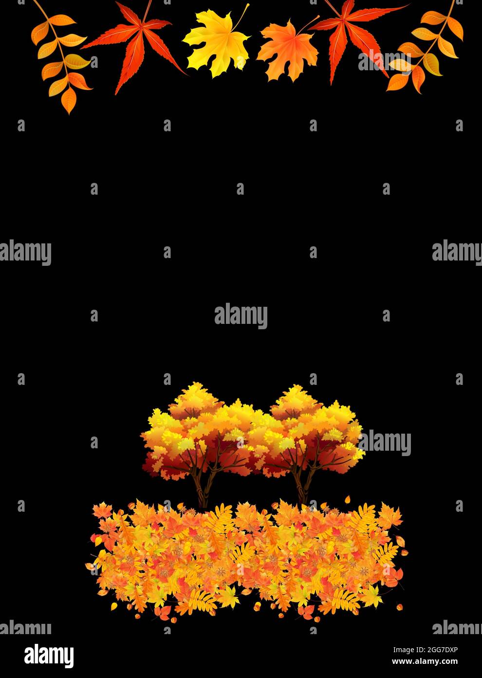 Autumn leaves and fruits frame isolated in color background Stock Photo ...