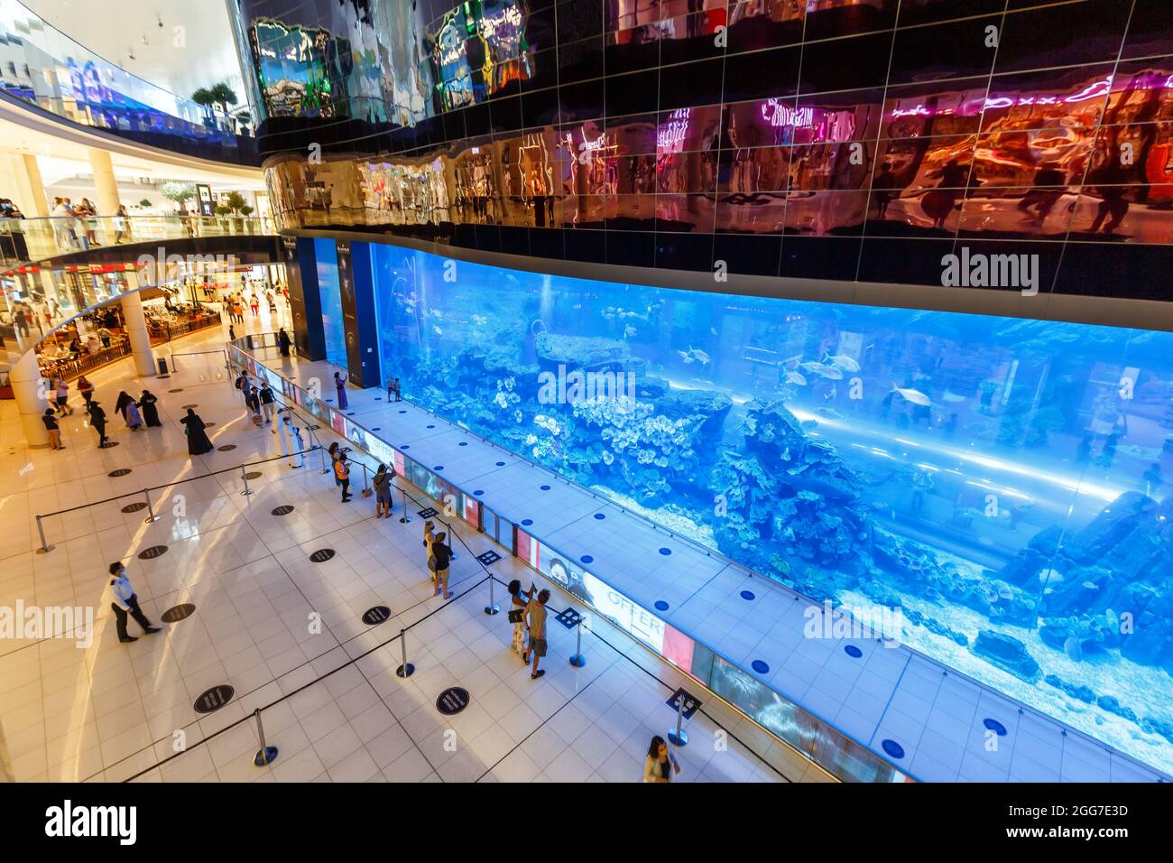 Dubai, United Arab Emirates - May 27, 2021: Dubai Mall Aquarium Luxury Shopping Center in Dubai, United Arab Emirates. Stock Photo