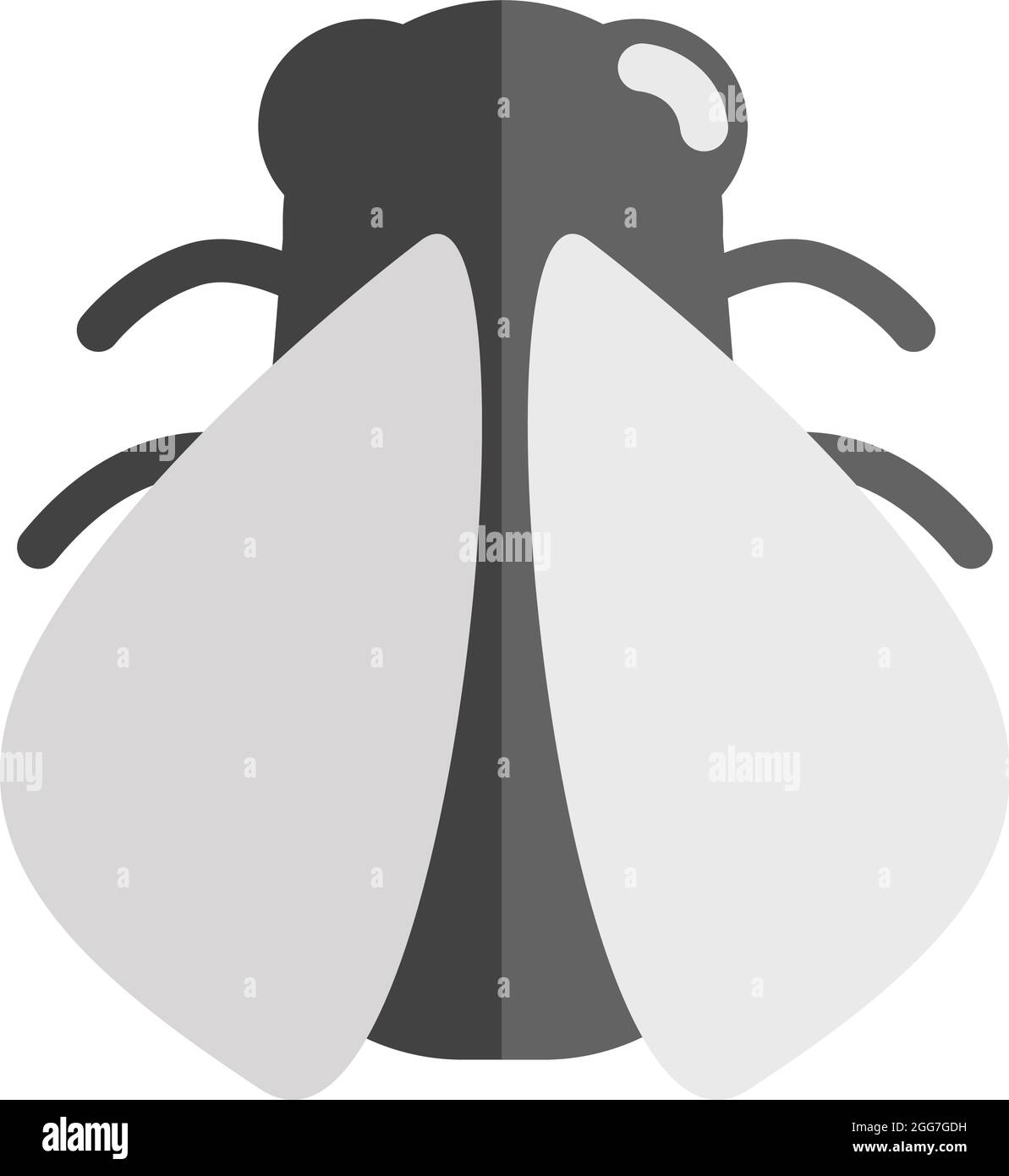 Black silverfish bug, icon illustration, vector on white background Stock Vector