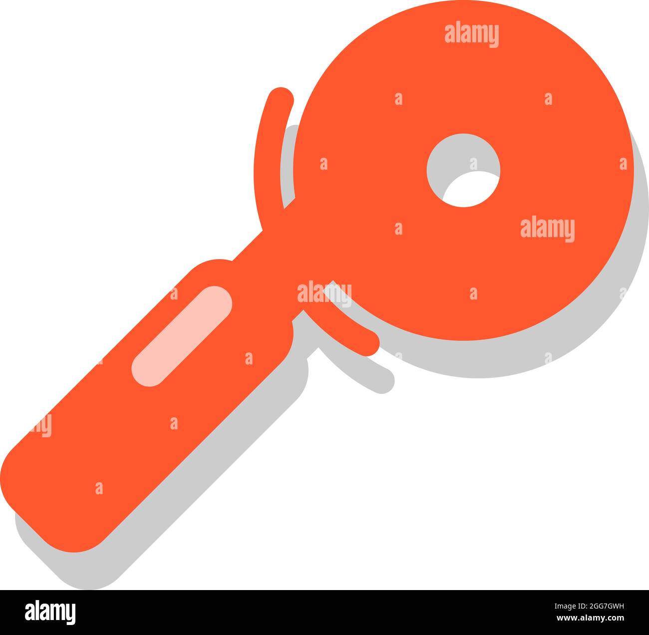 Red pizza cutter, icon illustration, vector on white background Stock Vector