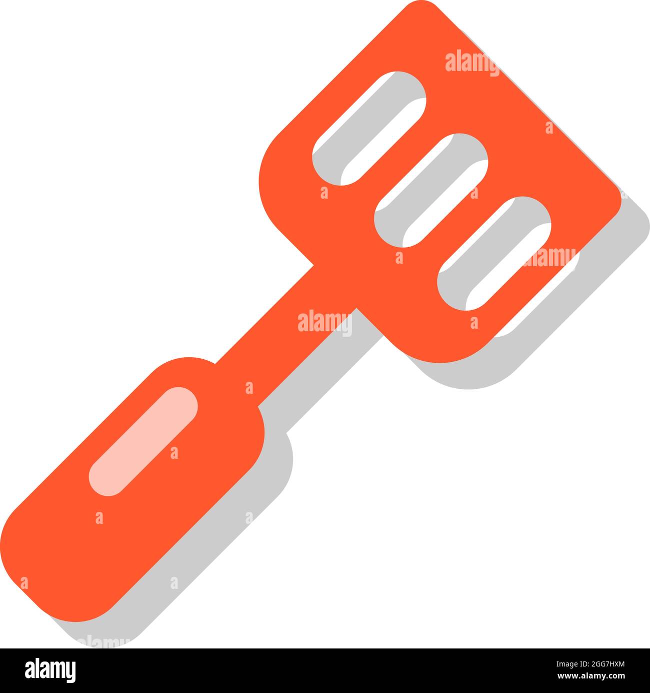 Red kitchen spatula, icon illustration, vector on white background Stock Vector
