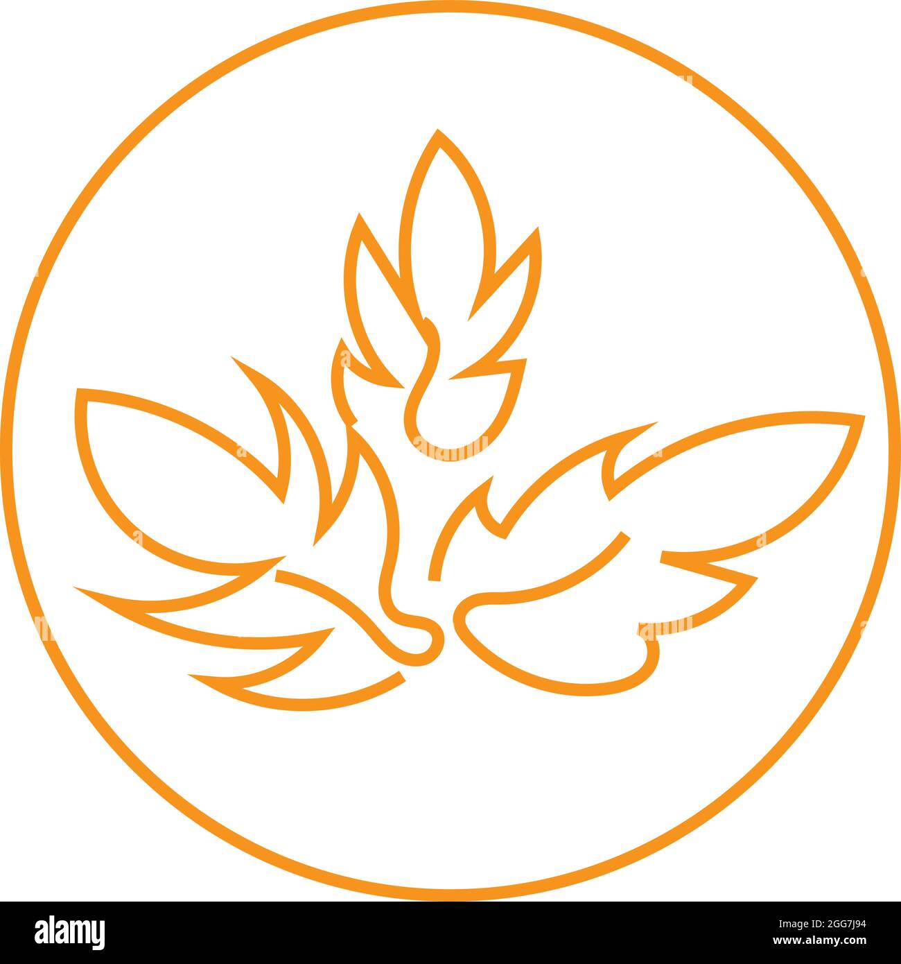 Three brown autumn leafs, icon illustration, vector on white background Stock Vector