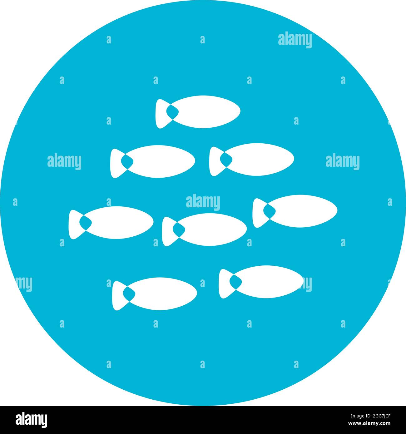Group of small ocean fish, icon illustration, vector on white ...