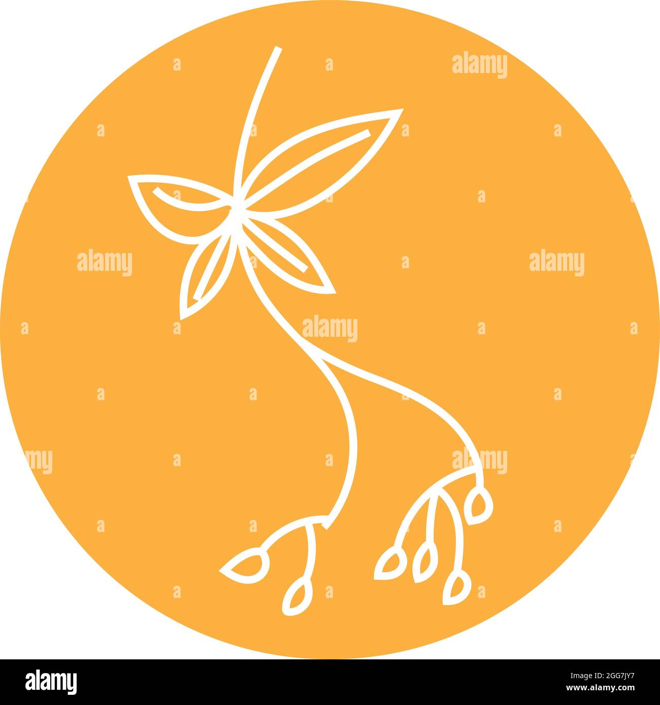 Yellow simple flower, icon illustration, vector on white background Stock Vector