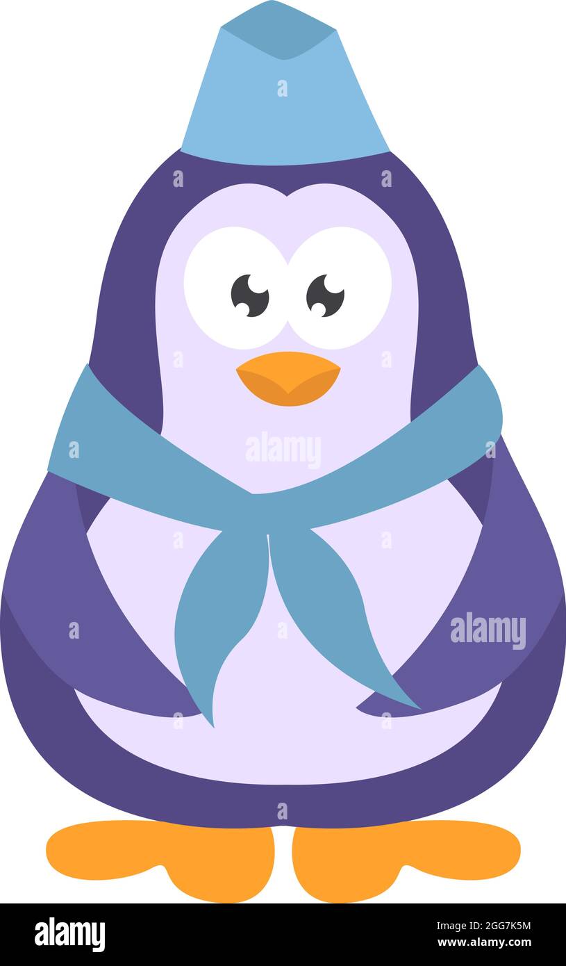 Stewardess penguin, icon illustration, vector on white background Stock Vector