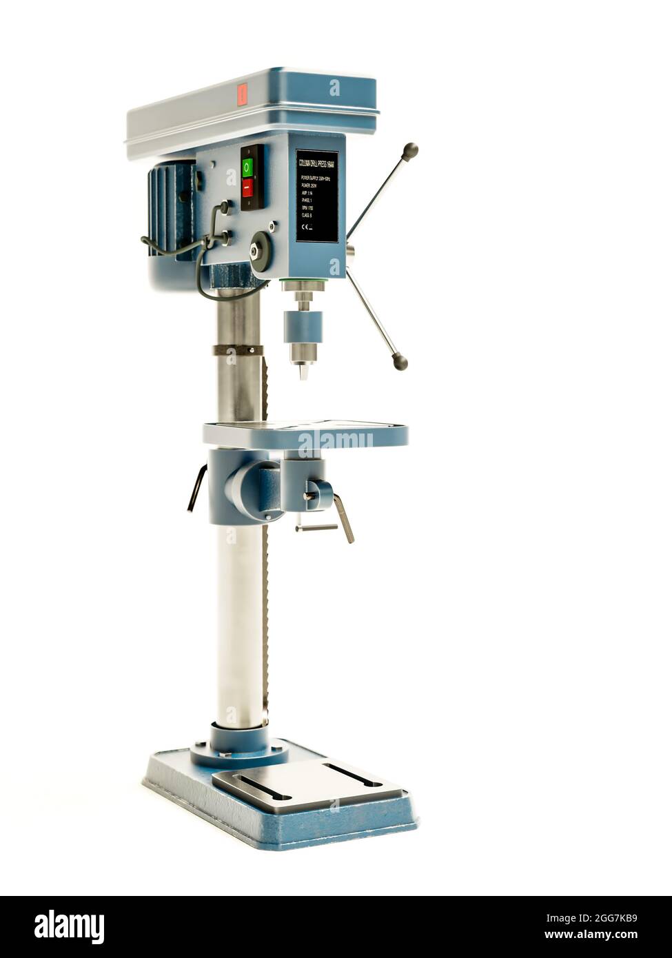 3d rendering of professional column drill press model on white