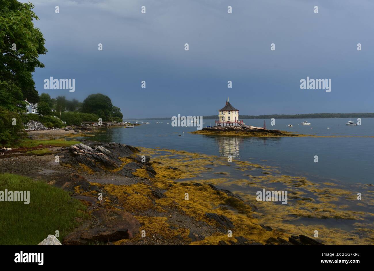 Unusual house off of Bustin's Island in Maine Stock Photo Alamy