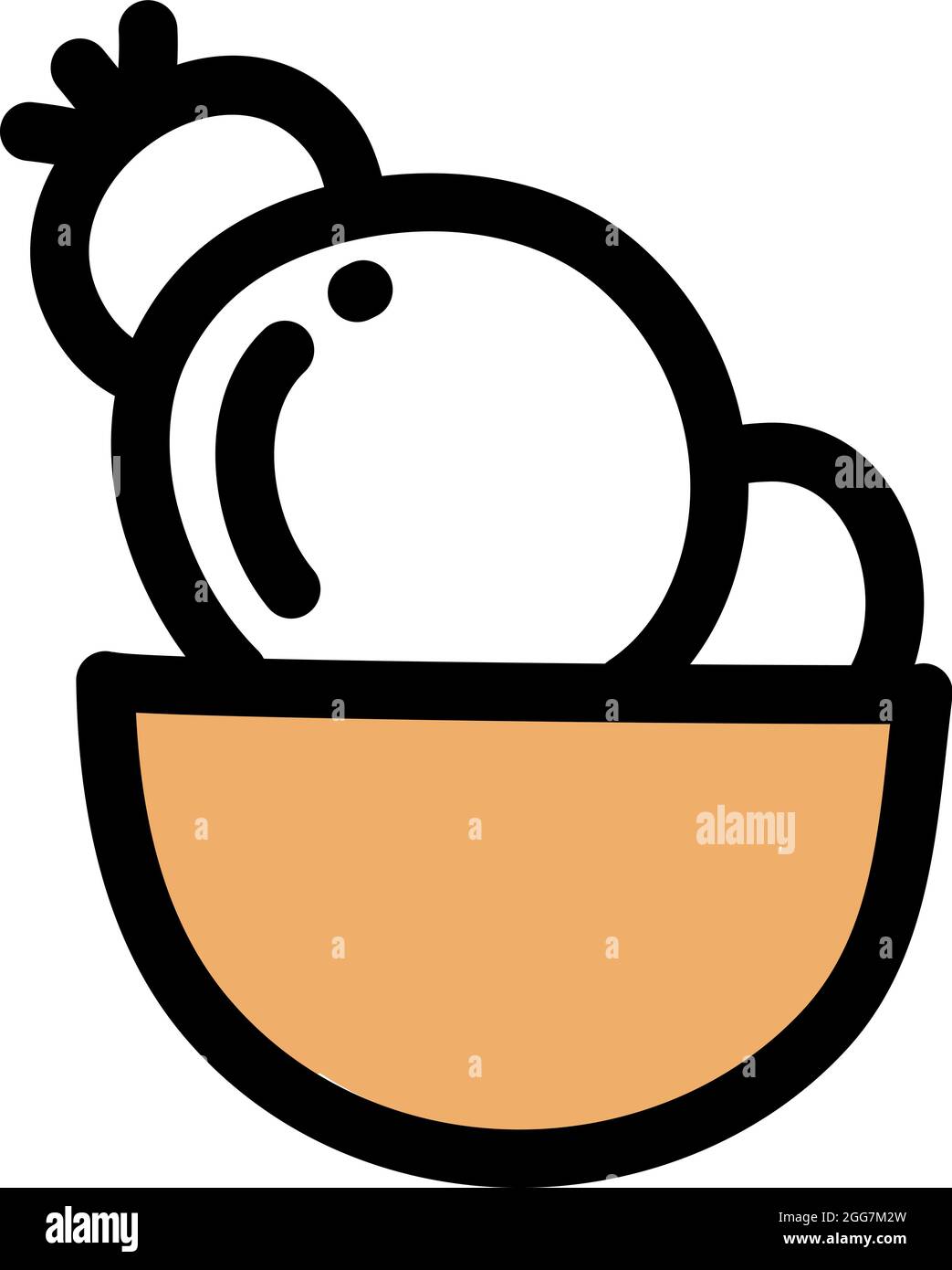 Bunny ears cactus in a pot, icon illustration, vector on white ...
