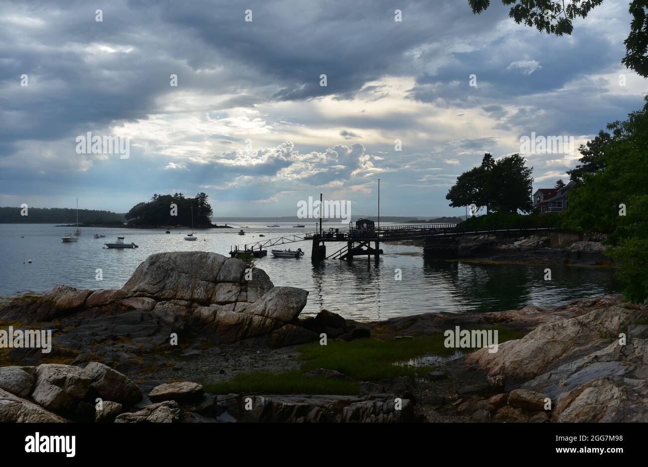 Coastal view off of Bustin's Island in Maine Stock Photo Alamy