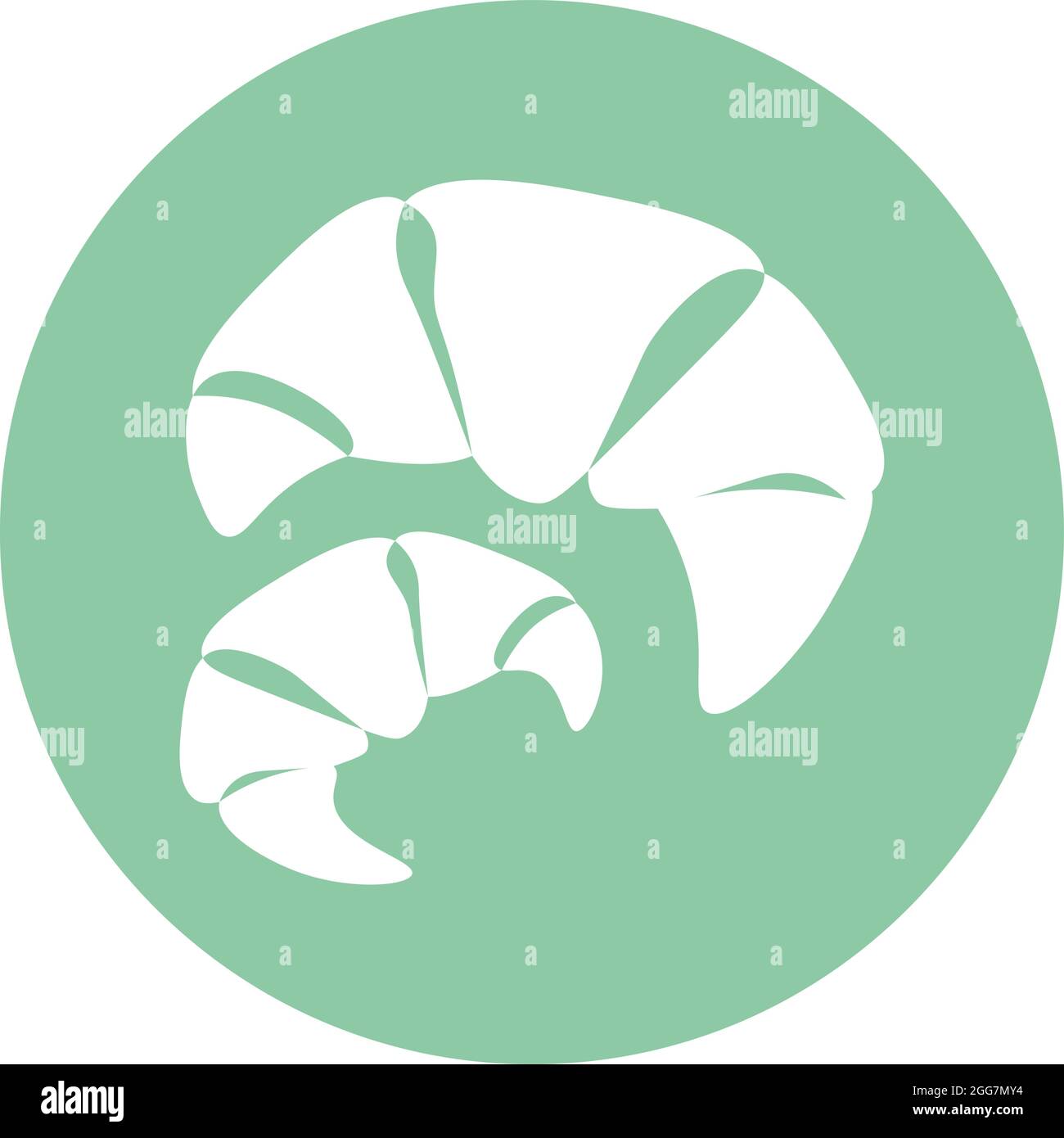 Two croissants, icon illustration, vector on white background Stock Vector