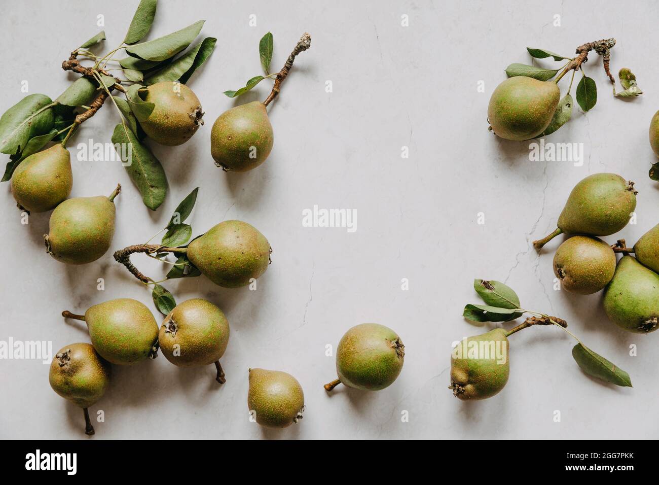 Small pears on a white background Stock Photo