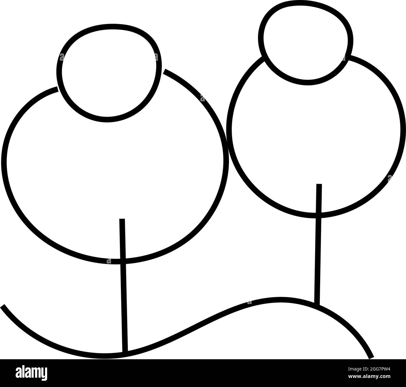 Simple trees, icon illustration, vector on white background Stock ...