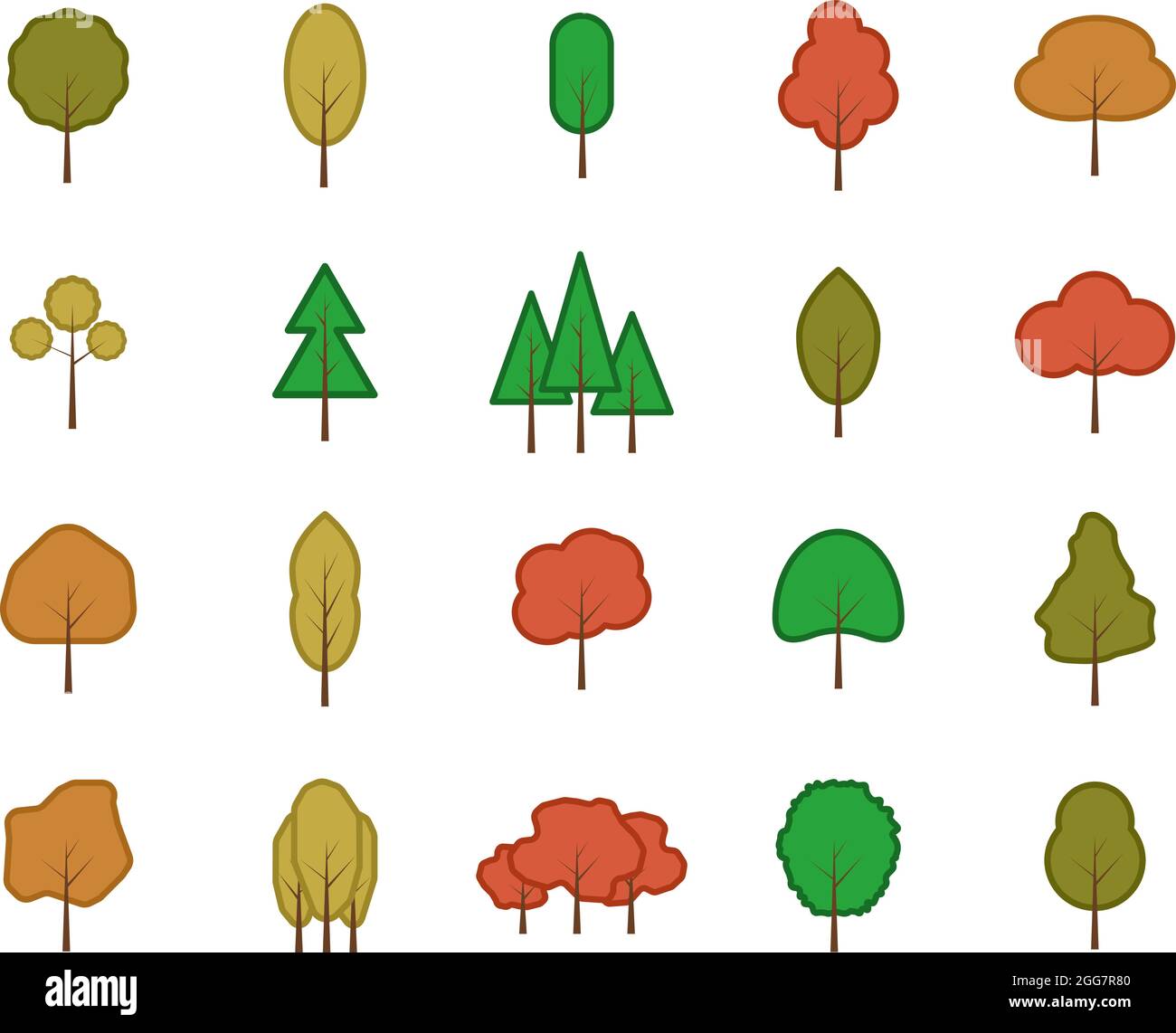 Types off trees, illustration, on a white background Stock Vector Image ...