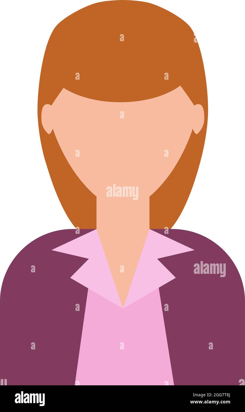 Woman in a purple blazer and orange hair, illustration, on a white background. Stock Vector