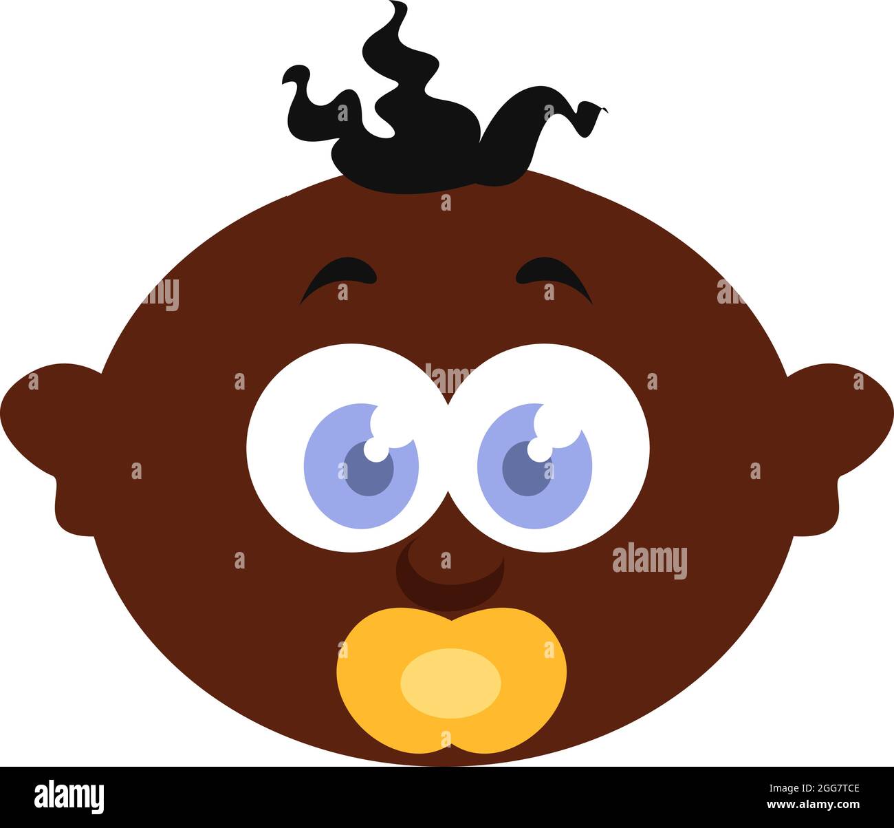 Curly haired baby wtih bright blue eyes, illustration, on a white background. Stock Vector