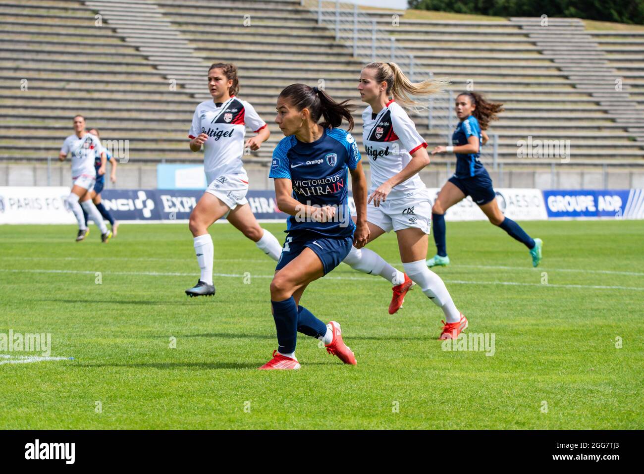 Clara Mateo of Paris FC during the Women's French championship Arkema football match between Paris FC and EA Guingamp on August 28, 2021 at Robert Bobin stadium in Bondoufle, France - Photo Melanie Laurent / A2M Sport Consulting / DPPI Stock Photo