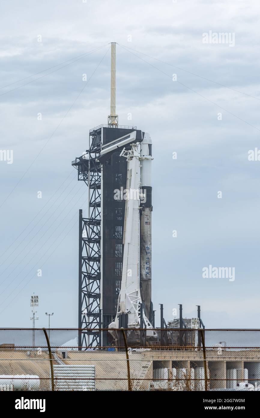 SpaceX Falcon 9 Rocket at Launch Complex 39A Stock Photo