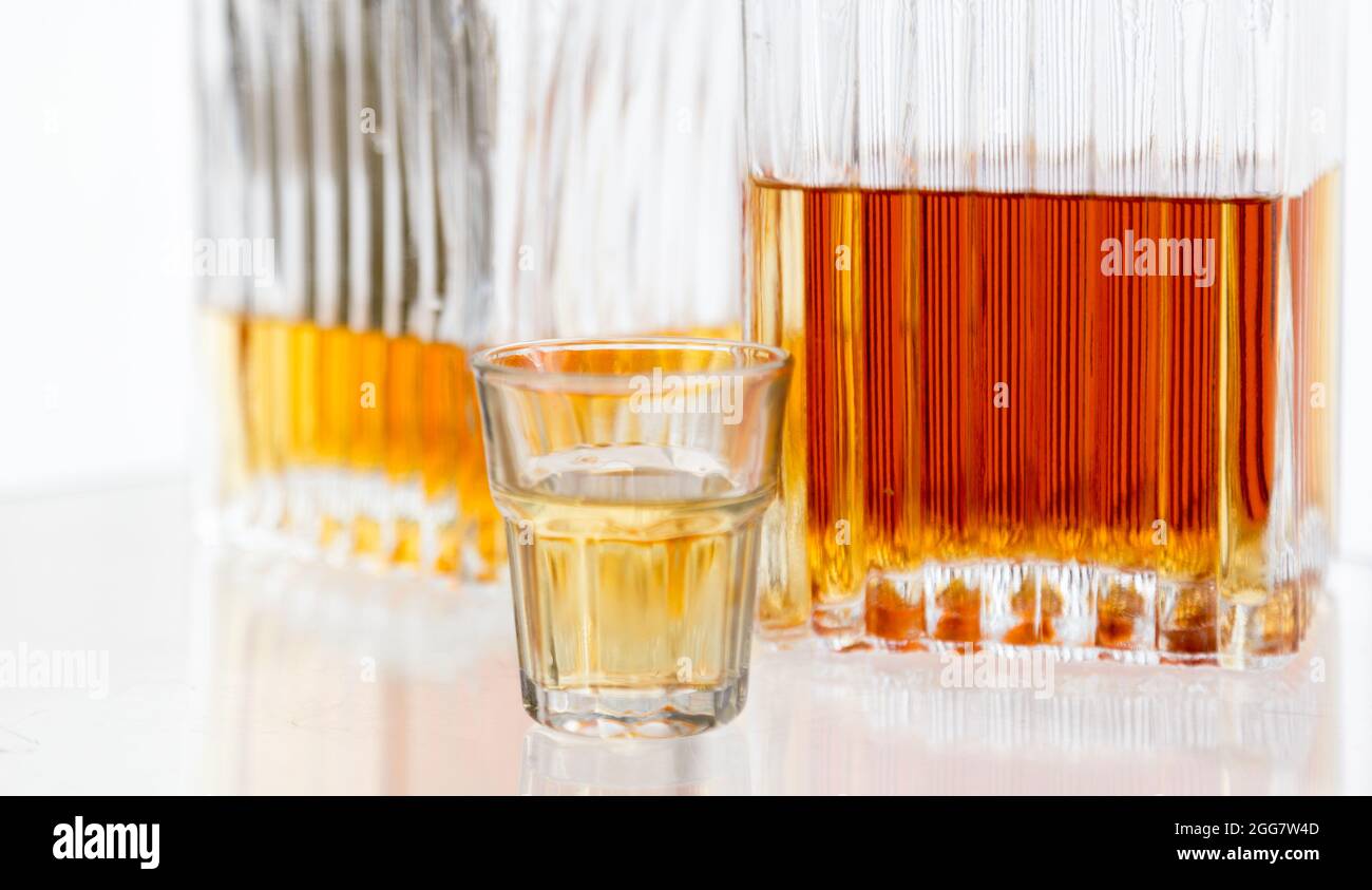 Alcoholic spirits and drinks concept background, with copy space Stock Photo