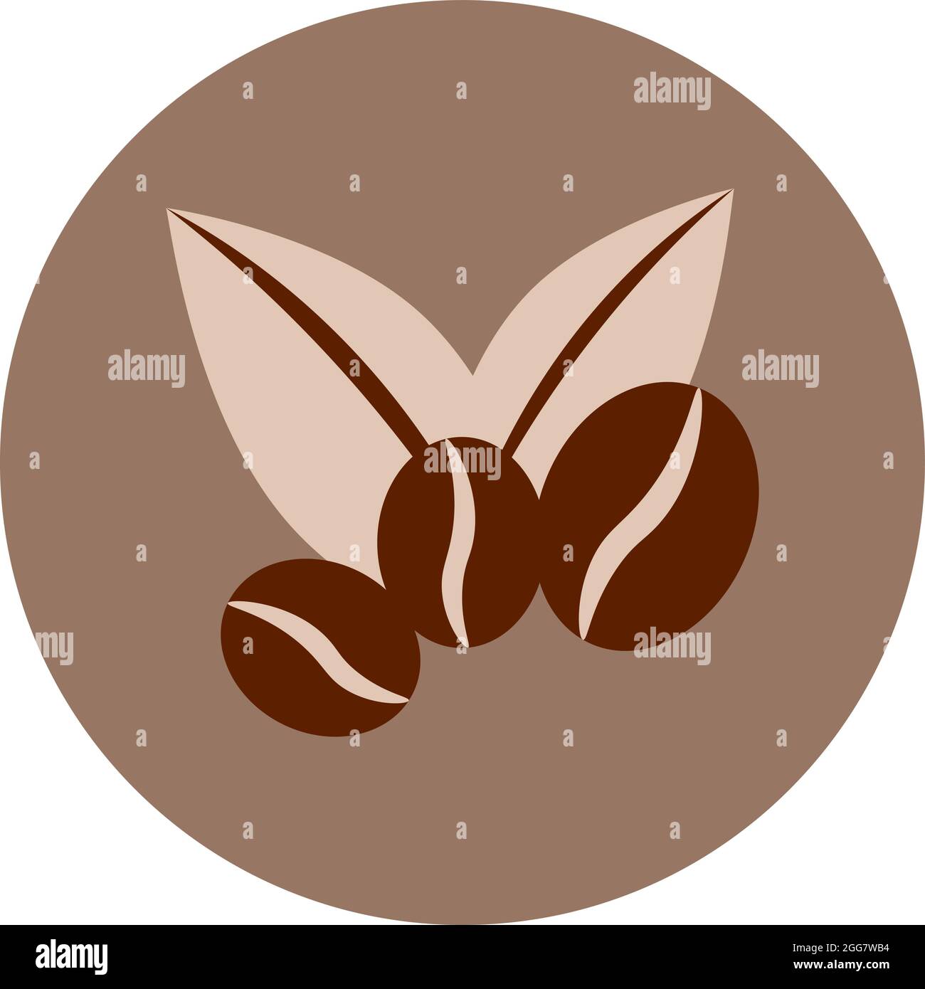 Coffee beans with leaves, illustration, on a white background Stock ...
