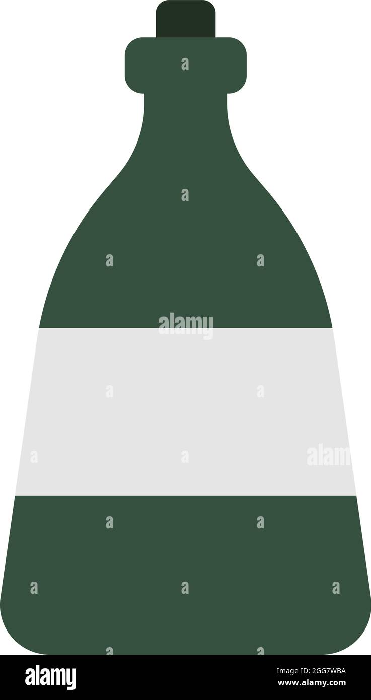 Green rum bottle, illustration, on a white background Stock Vector