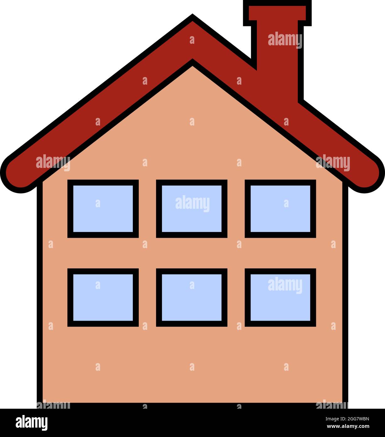 Big orange house, illustration, on a white background Stock Vector