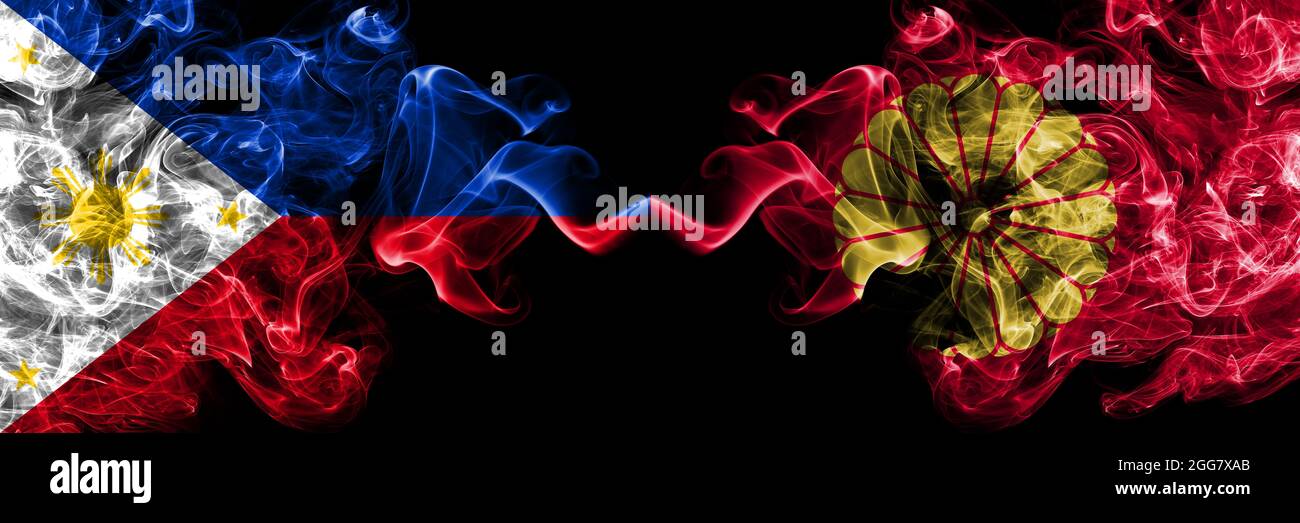 Philippines Filipino Vs Japan Japanese Yamanashi Prefecture Smoke Flags Side By Side Stock Photo Alamy