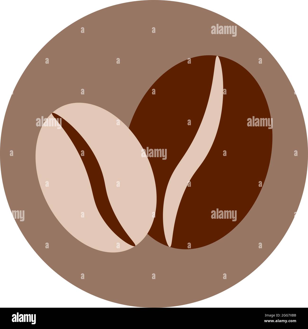 Two coffee beans, illustration, on a white background. Stock Vector