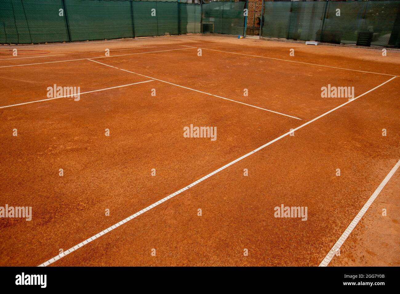 Half of the tennis hard court. Lines on the tennis court Stock Photo