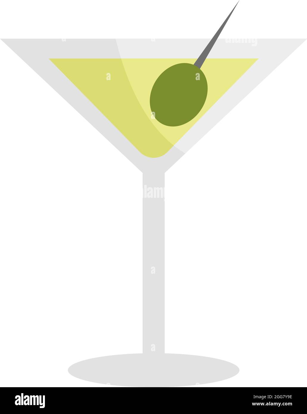 Martini with olive, illustration, on a white background. Stock Vector